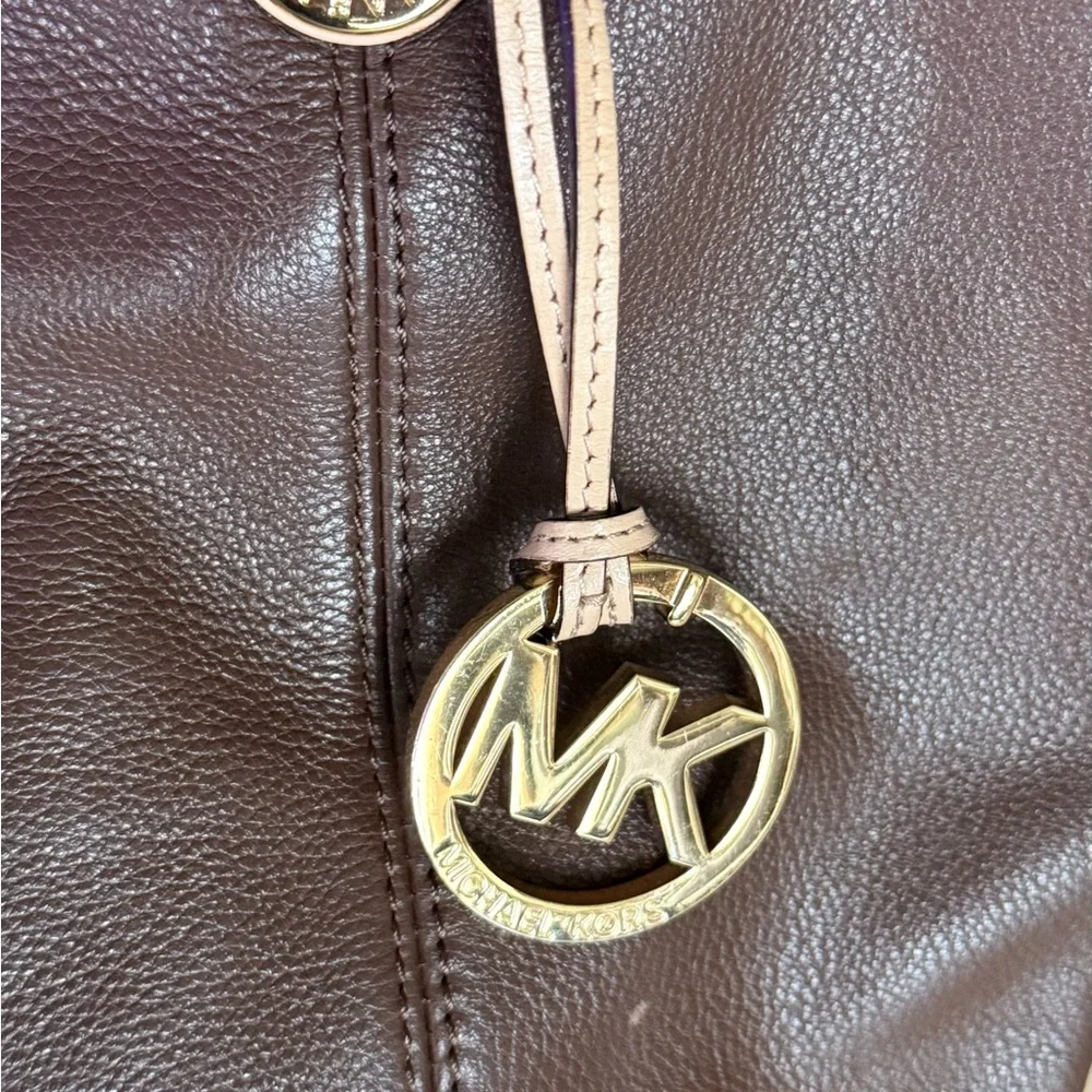 Michael Kors Dark Brown Tote with Gold Accents